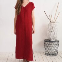 Robe longue en lin à col V VISTULA