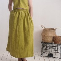 Ensemble en lin AMUR et MISSISSIPPI, caraco court et jupe longue
