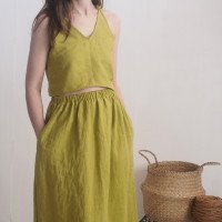 Ensemble en lin AMUR et MISSISSIPPI, caraco court et jupe longue