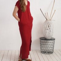 Robe longue en lin à col V VISTULA