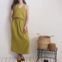 Ensemble en lin AMUR et MISSISSIPPI, caraco court et jupe longue