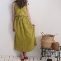 Ensemble en lin AMUR et MISSISSIPPI, caraco court et jupe longue