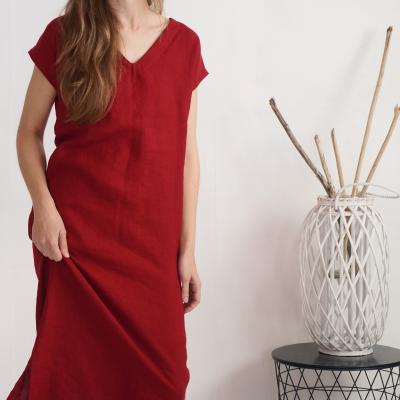 Robe longue en lin à col V VISTULA