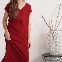 Robe longue en lin à col V VISTULA