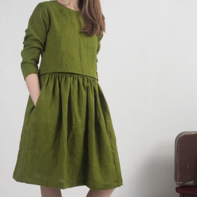 Ensemble en lin GODAVARI et MAGDALENA, blouse courte et jupe