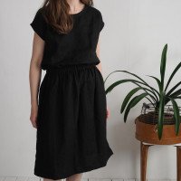 Ensemble en lin ELBE et MAGDALENA, blouse et jupe midi
