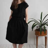 Ensemble en lin ELBE et MAGDALENA, blouse et jupe midi