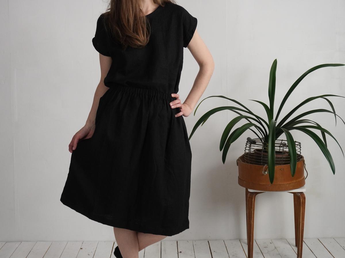 Ensemble en lin ELBE et MAGDALENA, blouse et jupe midi