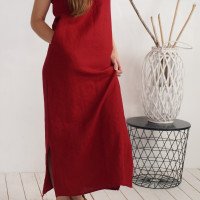 Robe longue en lin à col V VISTULA