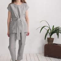 Ensemble en lin SHEBELLE et VOLGA, blouse et pantalon