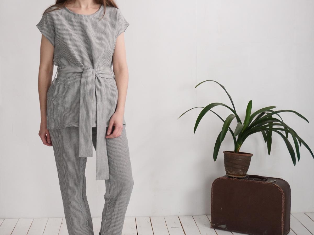 Ensemble en lin SHEBELLE et VOLGA, blouse et pantalon