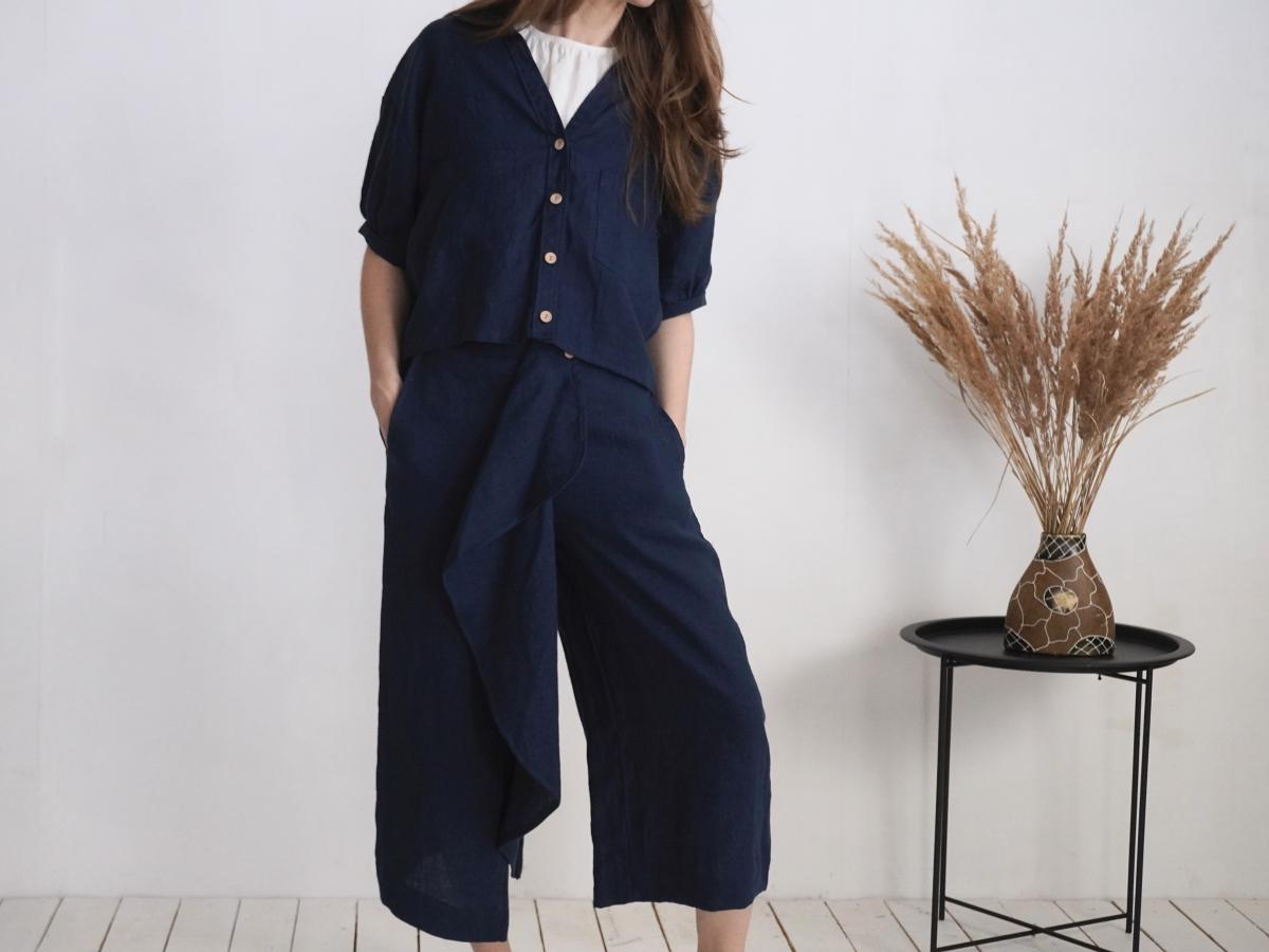 Ensemble en lin JURUA et BARCOO, veste et pantalon corsaire