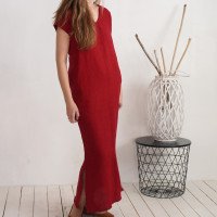Robe longue en lin à col V VISTULA