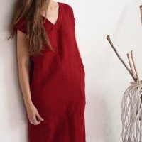 Robe longue en lin à col V VISTULA