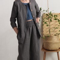 Ensemble en lin VOLTA et COOPER, veste et pantalon large