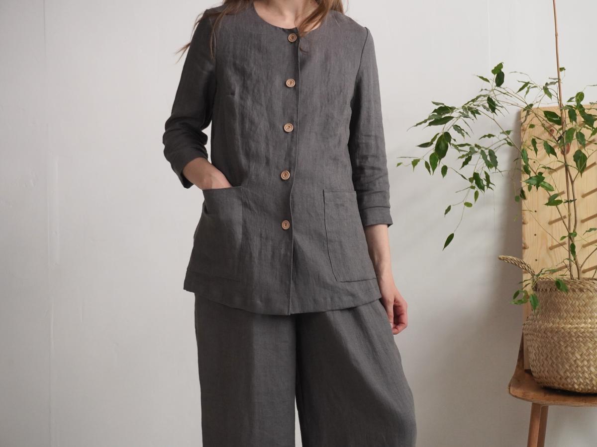 Ensemble en lin VOLTA et COOPER, veste et pantalon large