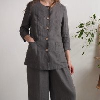 Ensemble en lin VOLTA et COOPER, veste et pantalon large