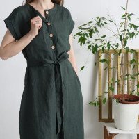 Robe chemise midi en lin à ceinture LIMPOPO