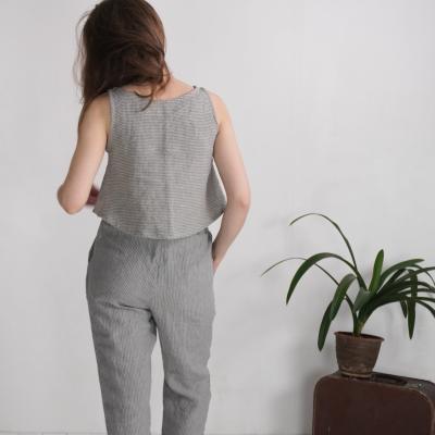 Ensemble en lin LEA et VOLGA, débardeur court et pantalon