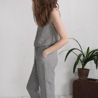 Ensemble en lin LEA et VOLGA, débardeur court et pantalon