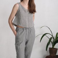 Ensemble en lin LEA et VOLGA, débardeur court et pantalon