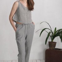 Ensemble en lin LEA et VOLGA, débardeur court et pantalon