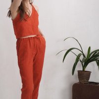 Ensemble en lin AMUR et VOLGA, caraco court et pantalon