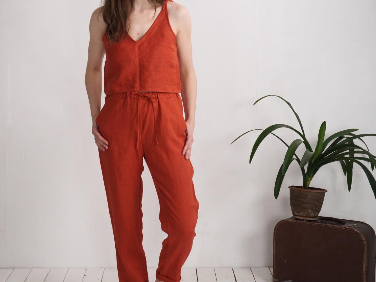 Ensemble en lin AMUR et VOLGA, caraco court et pantalon