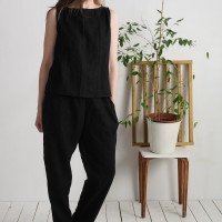 Ensemble en lin KASAI et THAMES, haut et pantalon fuselé