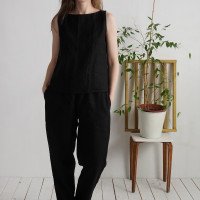 Ensemble en lin KASAI et THAMES, haut et pantalon fuselé