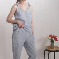 Ensemble en lin NILE et THAMES, caraco et pantalon fuselé