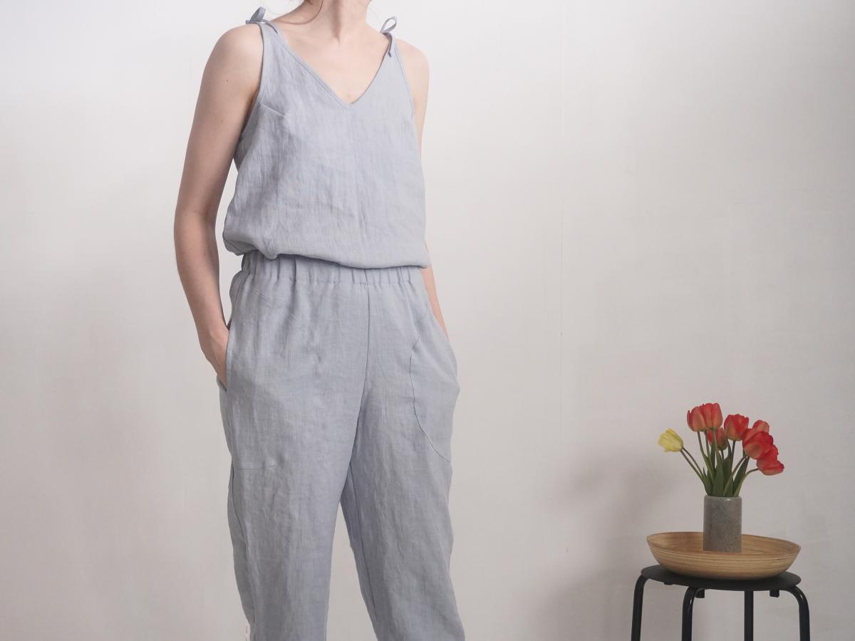 Ensemble en lin NILE et THAMES, caraco et pantalon fuselé