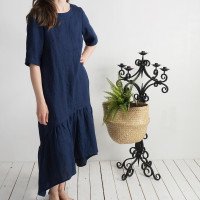Robe longue bohème en lin à volant CONGO