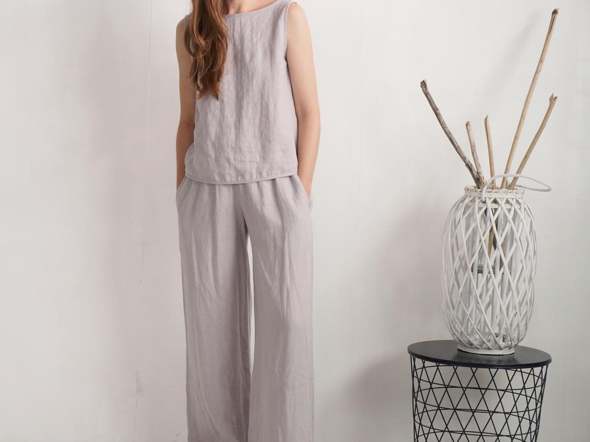 Ensemble en lin KANG et COOPER, haut et pantalon large