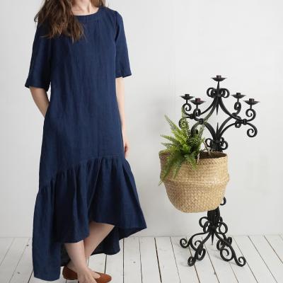 Robe longue bohème en lin à volant CONGO