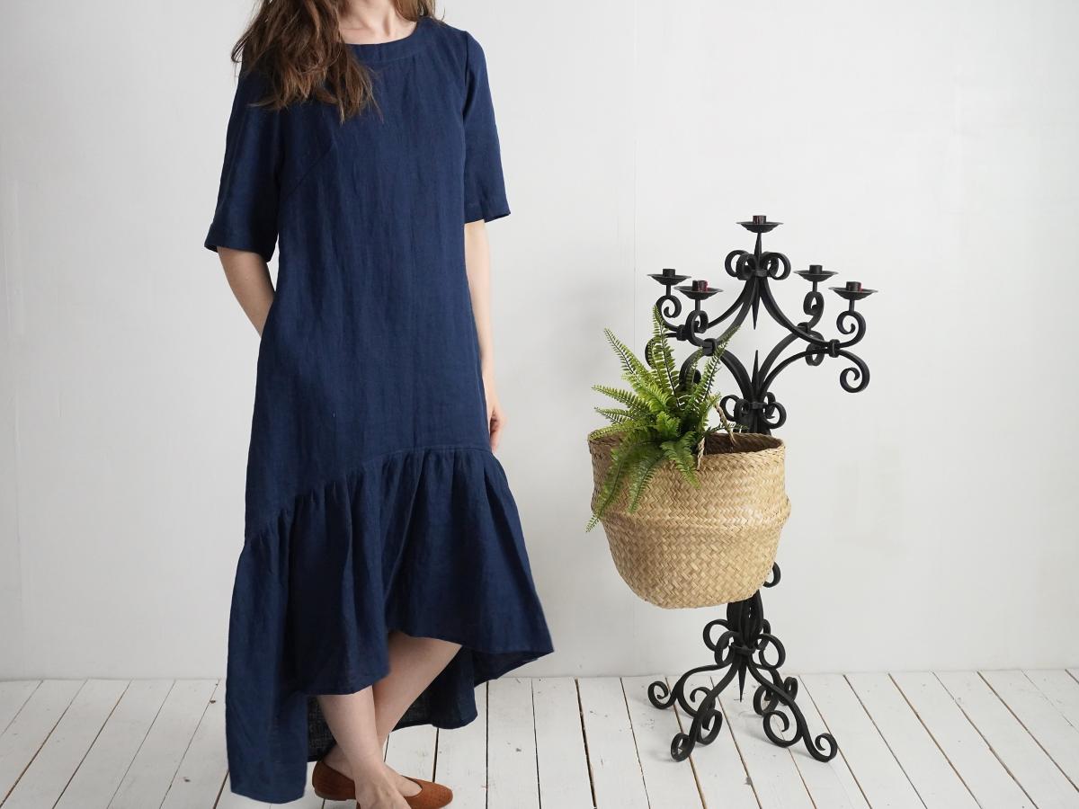 Robe longue bohème en lin à volant CONGO