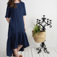 Robe longue bohème en lin à volant CONGO