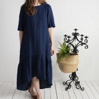Robe longue bohème en lin à volant CONGO