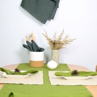 Chemin de table de Pâques en lin lavé