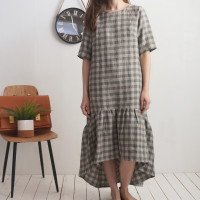 Robe longue bohème en lin à volant CONGO