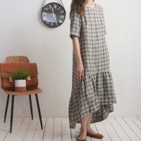 Robe longue bohème en lin à volant CONGO