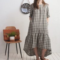 Robe longue bohème en lin à volant CONGO
