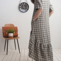 Robe longue bohème en lin à volant CONGO