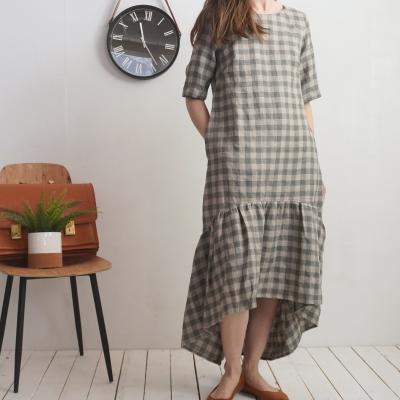 Robe longue bohème en lin à volant CONGO