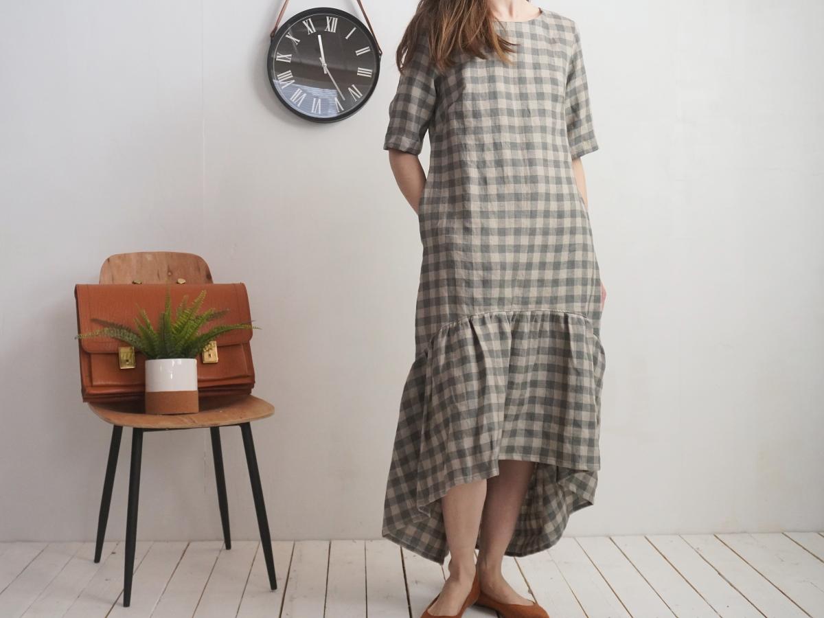Robe longue bohème en lin à volant CONGO