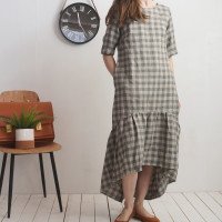 Robe longue bohème en lin à volant CONGO