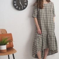Robe longue bohème en lin à volant CONGO