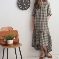 Robe longue bohème en lin à volant CONGO