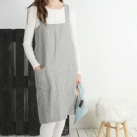 Tablier japonais en lin à dos croisé et poches