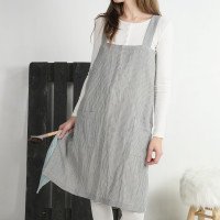 Tablier japonais en lin à dos croisé et poches